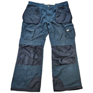 CAT Pants 40x32 Black Work Trademark Trouser Cargo Heavy Duty Workwear Used